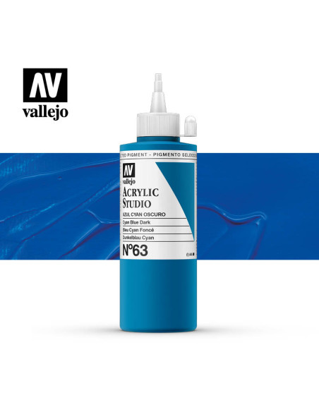 ACRILICO STUDIO VALLEJO 200ML AZUL CYAN OSCURO 63