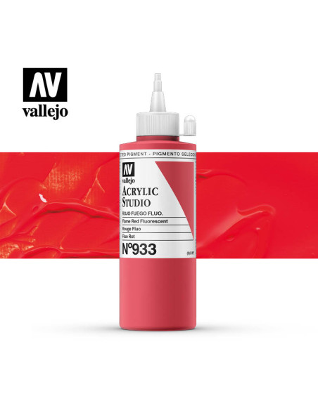 ACRILICO STUDIO VALLEJO 200ML ROJO FUEGO FLUOR 933