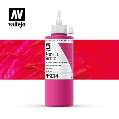ACRILICO STUDIO VALLEJO 200ML ROJO ROSA FLUOR 934