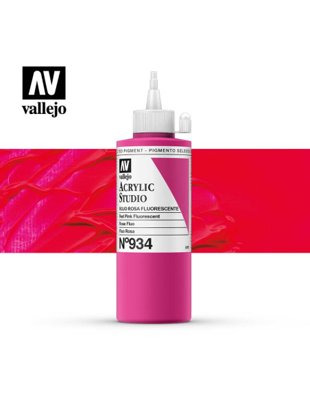 ACRILICO STUDIO VALLEJO 200ML ROJO ROSA FLUOR 934