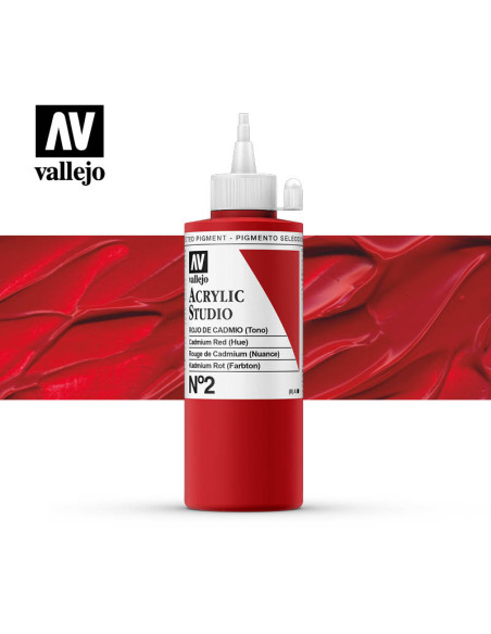 ACRILICO STUDIO VALLEJO 200ML ROJO CADMIO  TONO  2