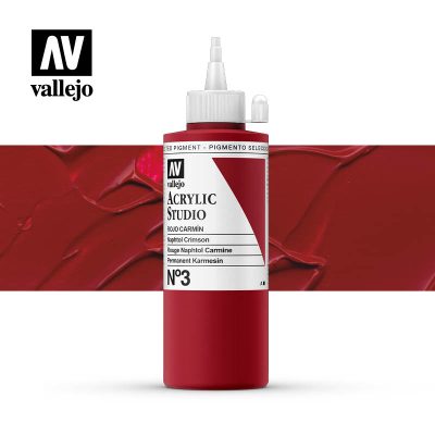 ACRILICO STUDIO VALLEJO 200ML ROJO CARMÍN 3
