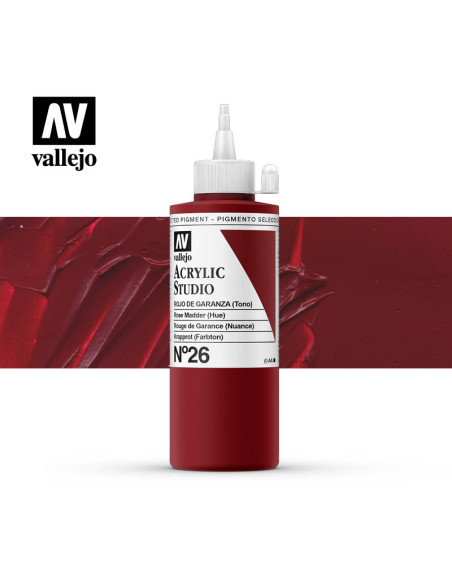 ACRILICO STUDIO VALLEJO 200ML ROJO DE GARANZA 26