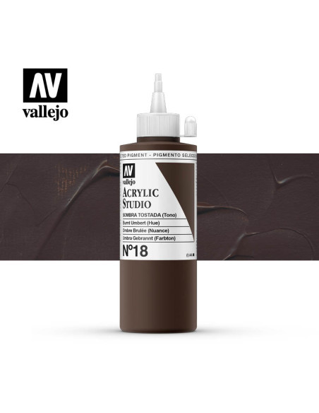 ACRILICO STUDIO VALLEJO 200ML SOMBRA TOSTADA 18