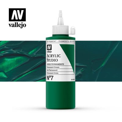 ACRILICO STUDIO VALLEJO 200ML VERDE PERMANENTE 7