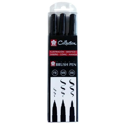 ROTULADOR SAKURA PIGMA BRUSH 3 UDS SURT  PO03002