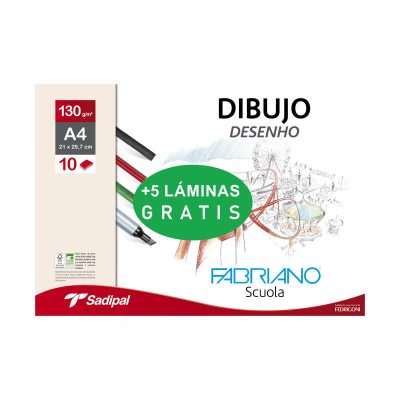 LÁMINA DIBUJO FABRIANO SCUOLA A4 130G 10 5H