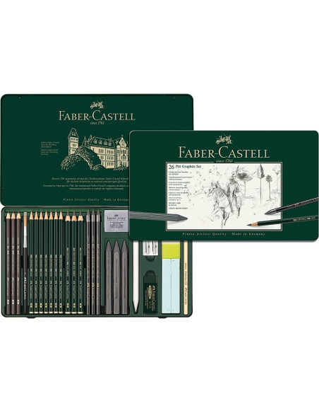ESTUCHE FABER PITT GRAFITO 26 PIEZAS 112974