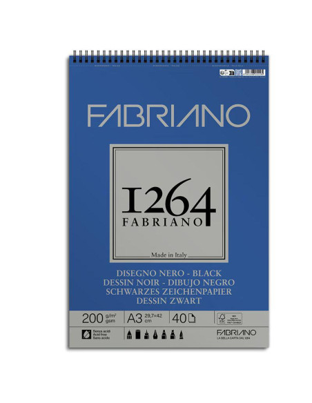 BLOC FABRIANO 1264 BLACK 200G A5  20 H -ESP
