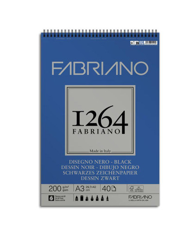 BLOC FABRIANO 1264 BLACK 200G A3  40 H -ESP