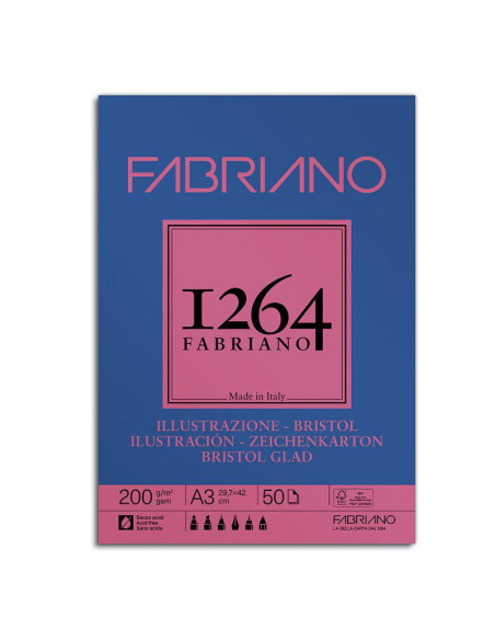 BLOC FABRIANO 1264 BRISTOL 200G A3  50 H  - ENC