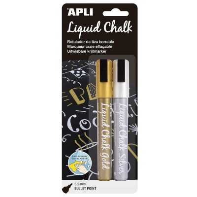 ROTULADOR DE TIZA LÍQUIDA APLI CHALK 5 5MM ORO/PLA