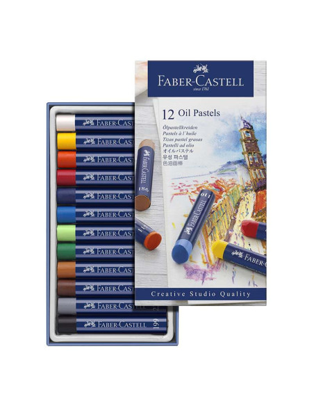 TIZA PASTEL GRASO FABER CASTEL 12 COLORES 127012