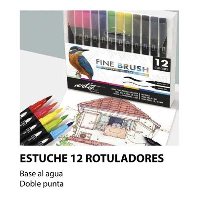 ROTULADOR ALEX BOG 2 PUNTAS FINA/PINCEL SET 12 UDS