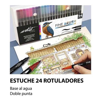 ROTULADOR ALEX BOG 2 PUNTAS FINA/PINCEL SET 24 UDS
