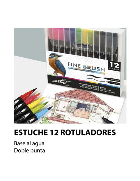 ROTULADOR ALEX BOG 2 PUNTAS FINA/PINCEL SET 12 UDS