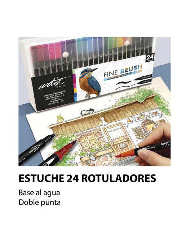 ROTULADOR ALEX BOG 2 PUNTAS FINA/PINCEL SET 24 UDS