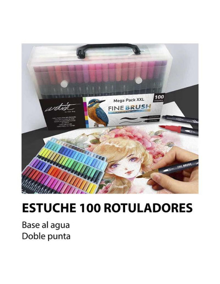 ROTULADOR ALEX BOG 2 PUNTA FINA/PINCEL SET 100 UDS