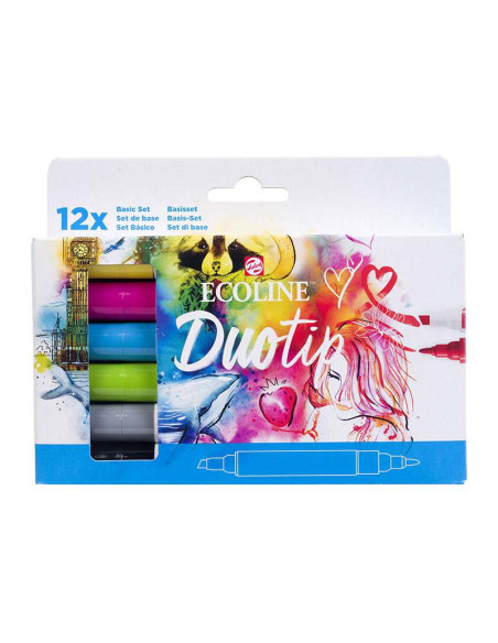 ROTULADOR ECOLINE DUOTIP ESTUCHE 12 COLORES BASIC