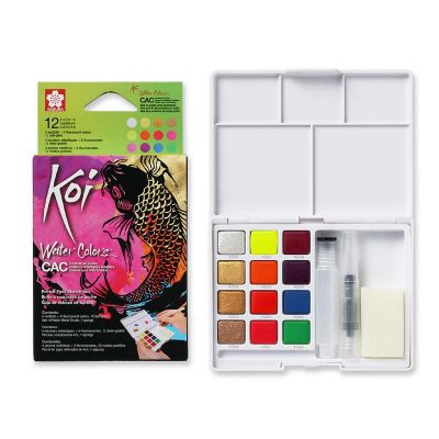 ACUARELA SAKURA KOI CAJA 12 COLORES METAL Y FLUOR
