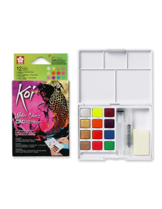ACUARELA SAKURA KOI CAJA 12 COLORES METAL Y FLUOR