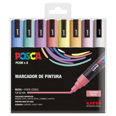 ROTULADOR POSCA PC-5M PACK 8 COLORES PASTEL