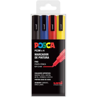 ROTULADOR POSCA PC-3M PACK 4 COLORES BASIC&