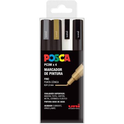 ROTULADOR POSCA PC-3M PACK 4 COLORES GSWB&