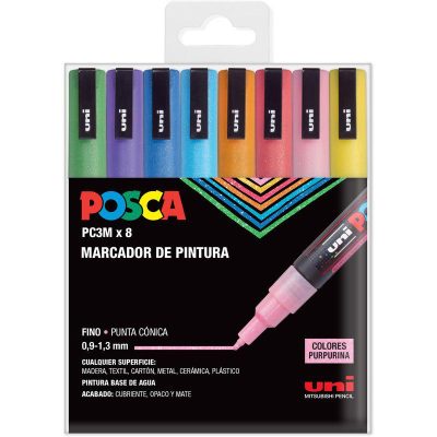 ROTULADOR POSCA PC-3M PACK 8 COLORES SP&