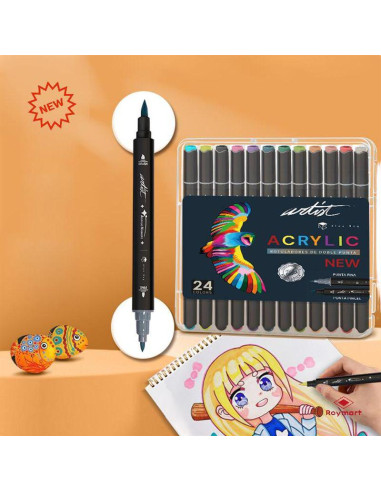 ROTULADOR ACRILICO ALEX BOG 2 PUNTAS 24 COLORES