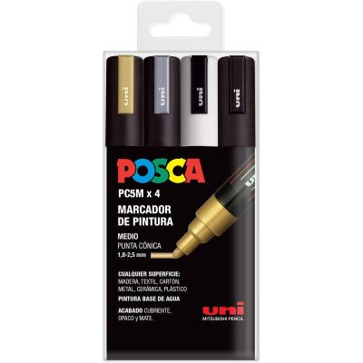 ROTULADOR POSCA PC-5M PACK 4 COLORES GSWB&