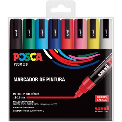 ROTULADOR POSCA PC-5M PACK 8 COLORES BASIC