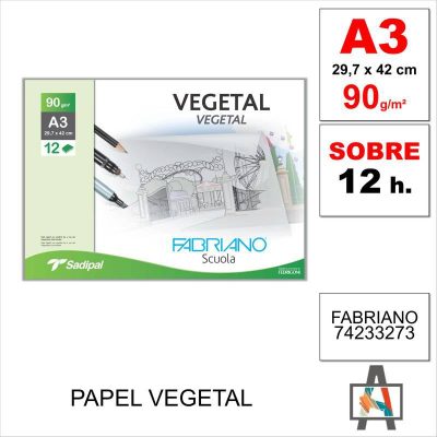 PAPEL VEGETAL FABRIANO S 12 H A3 297X420 90G 74233