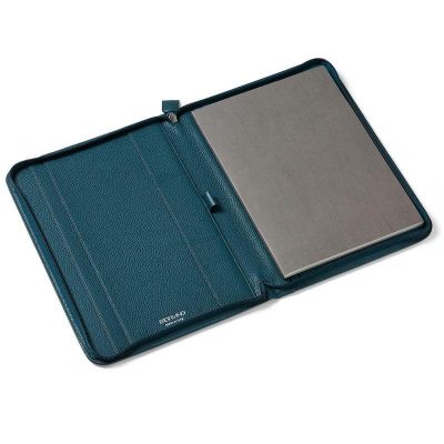 PORTABLOC DE CUERO FABRIANO A4 TURQUESA