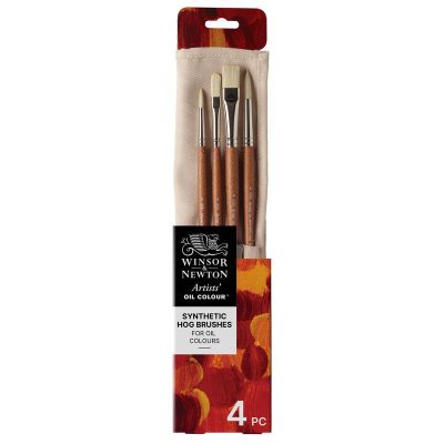 SET 4 PINCELES WINSOR AND NEWTON OLEO ESTUCHE TELA