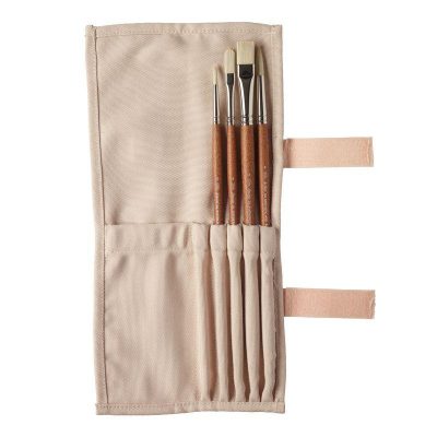 SET 4 PINCELES WINSOR AND NEWTON OLEO ESTUCHE TELA