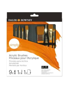 SET 10 PINCELES DALER ROWNEY SIMPLY ACRILICO