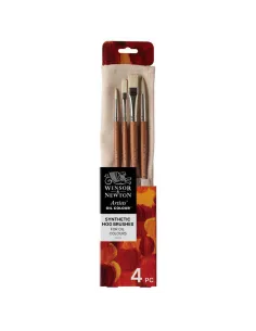 SET 4 PINCELES WINSOR AND NEWTON OLEO ESTUCHE TELA