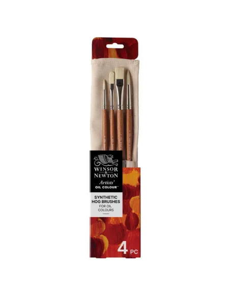 SET 4 PINCELES WINSOR AND NEWTON OLEO ESTUCHE TELA