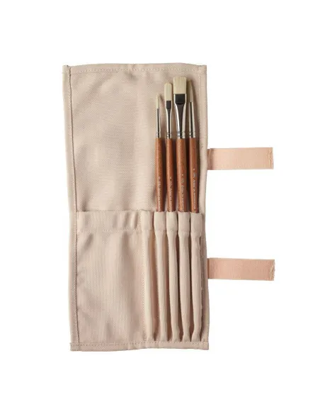 SET 4 PINCELES WINSOR AND NEWTON OLEO ESTUCHE TELA