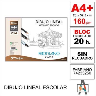 BLOC DIBUJO LINEAL FAB  A4  160G 20H 74233250